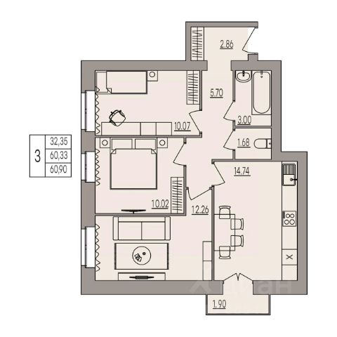 3-комнатные
