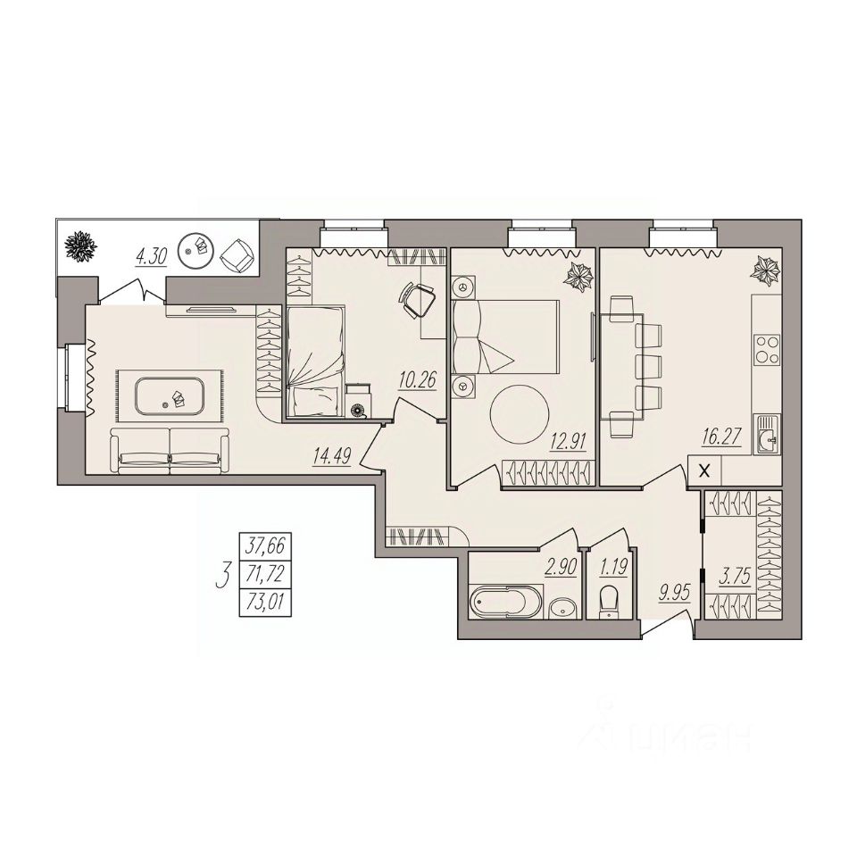 3-комнатные