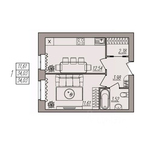 1-комнатные