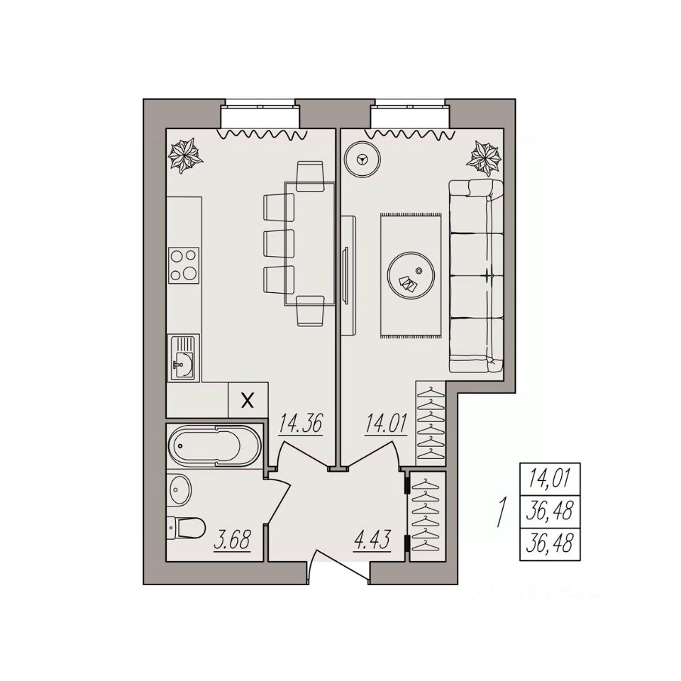 1-комнатные